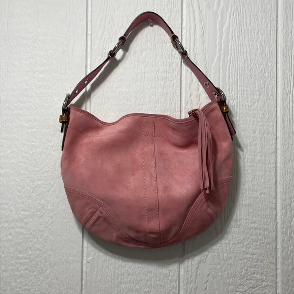 Pink Suede Coach Purse